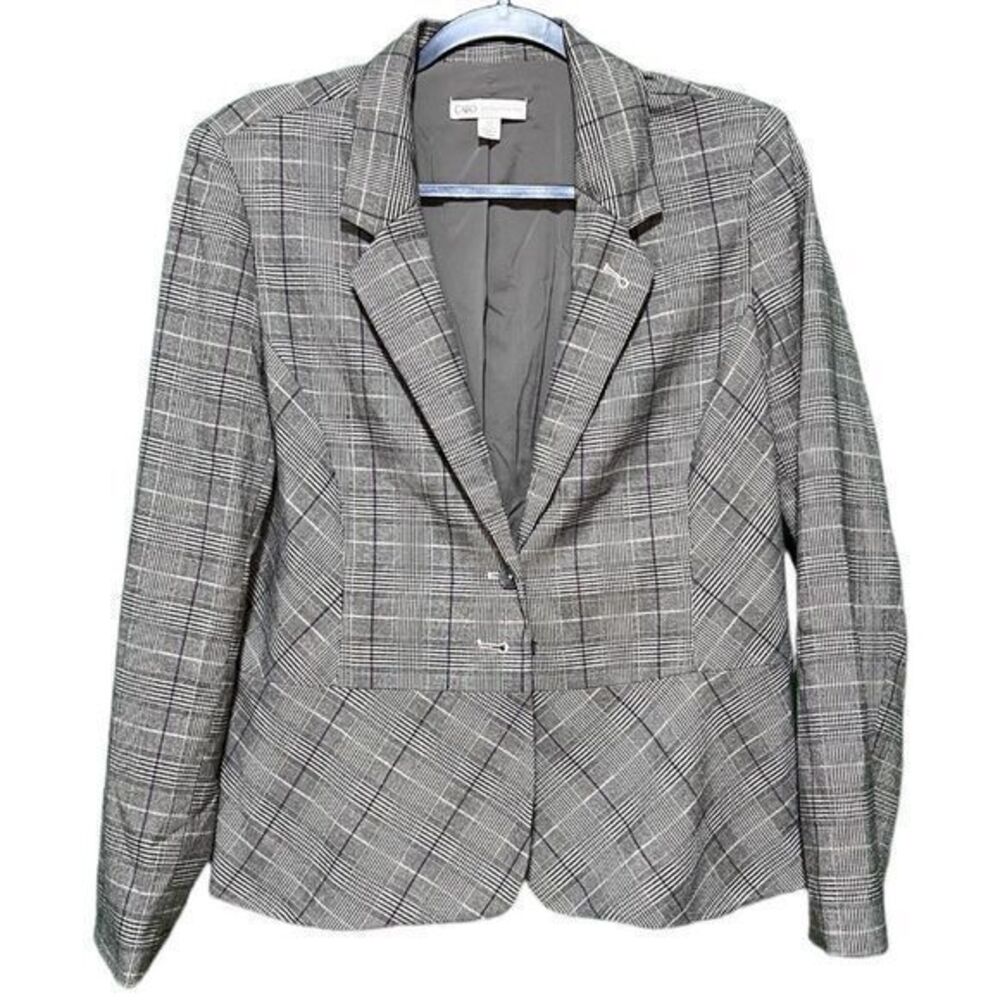 Cato Sz 12 Women’s Gray Black and Purple Plaid Blazer Jacket‎